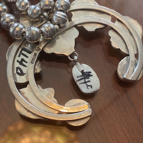 Turquoise, squash blossom necklace - Picture 4 of 11